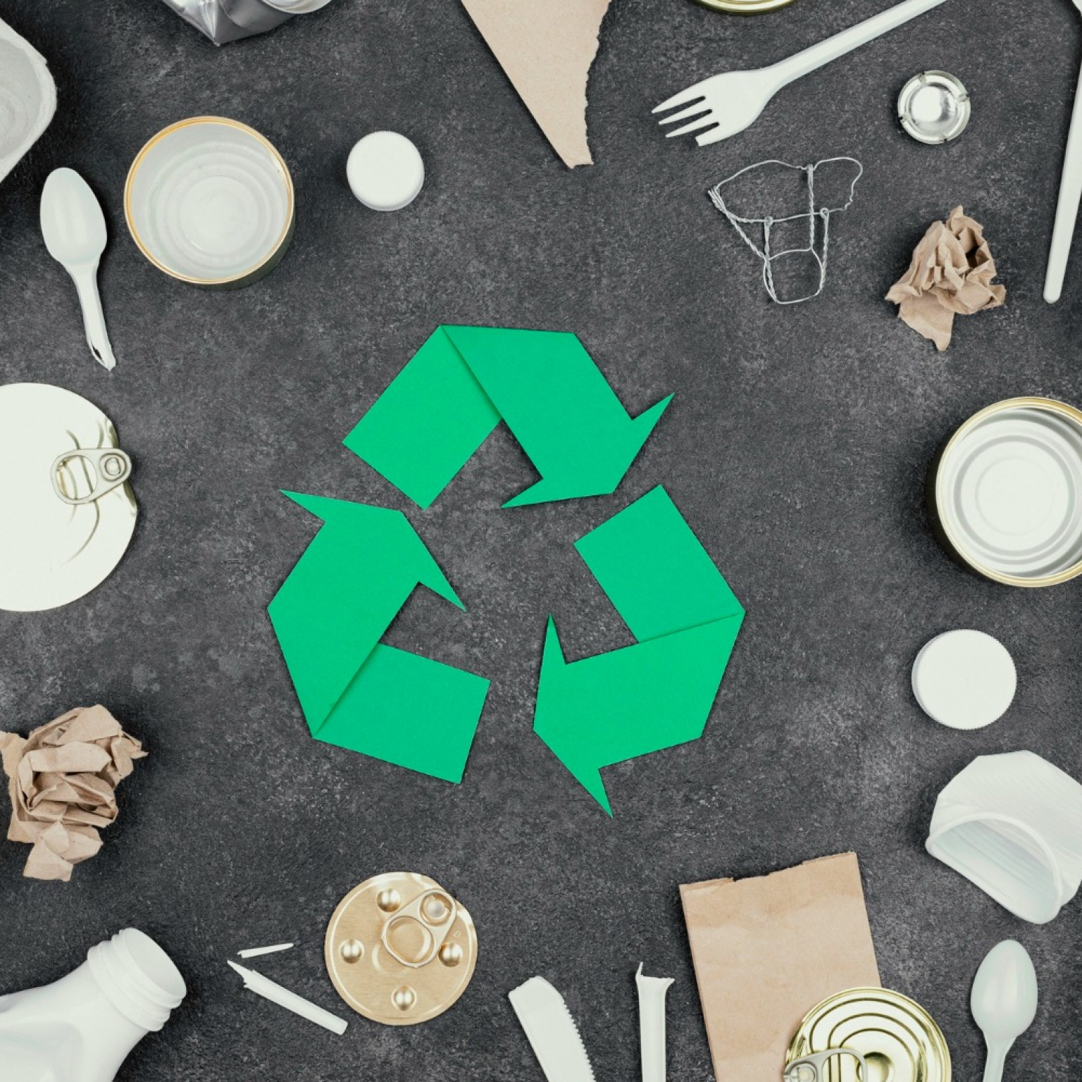 flat-lay-recycling-concept