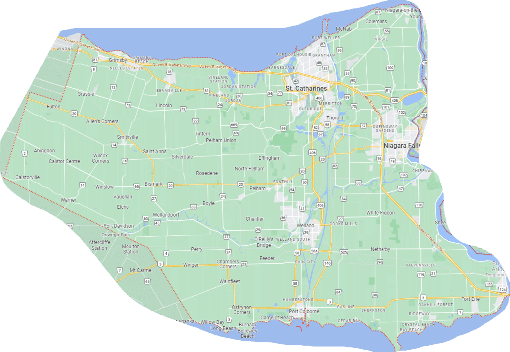 Niagara Region Service Map for Bin Rentals