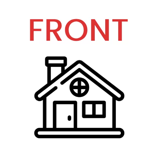 In front of the house