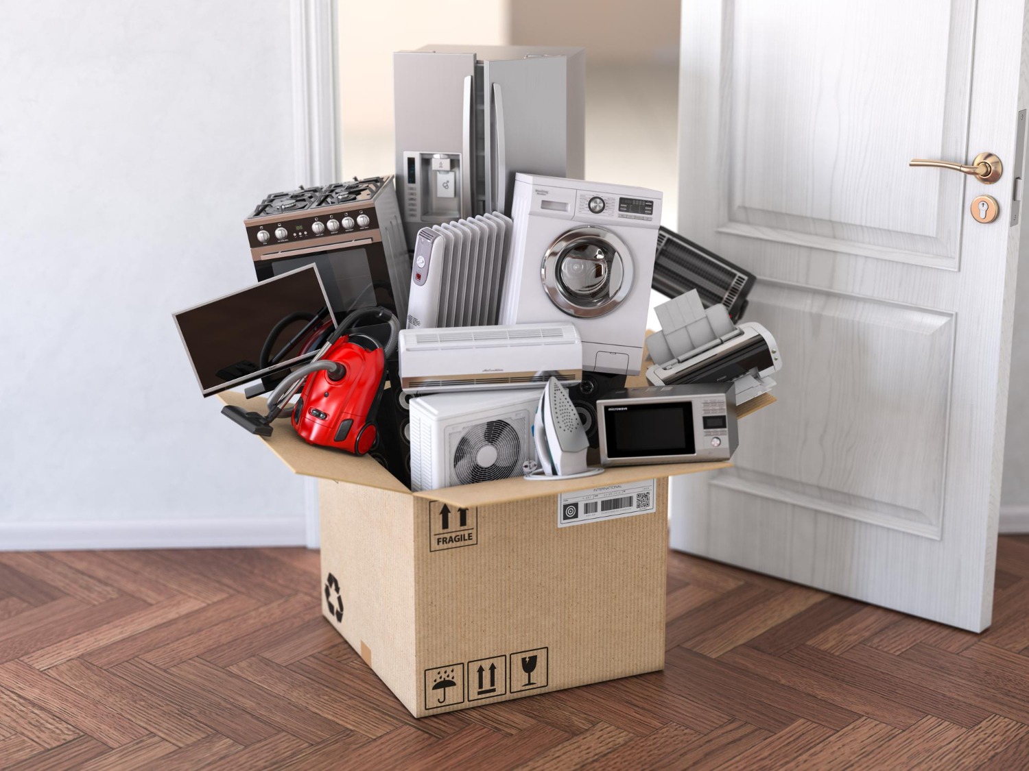 a box of old items for decluttering - enjoy stress free dumpster rental services by Junk It