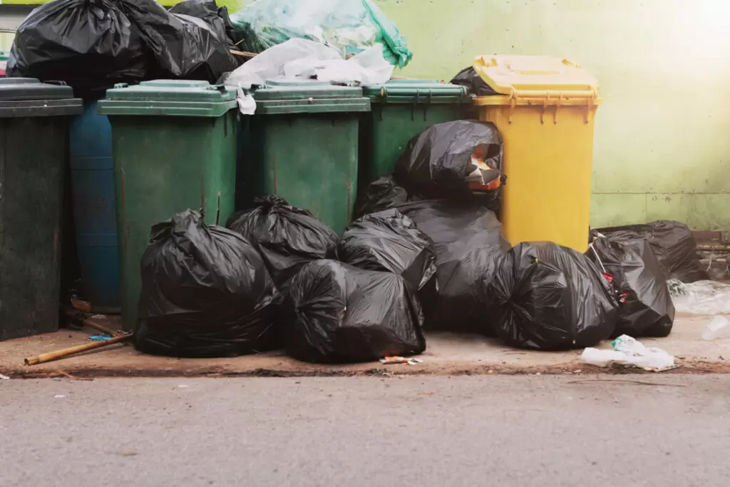 Pile of garbage beside a trash bin - showing the need for efficient garbage bin rental in Toronto for hassle-free disposal