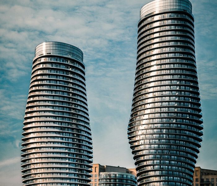 two commercial buildings - Junk It offering commercial bin rental in Mississauga