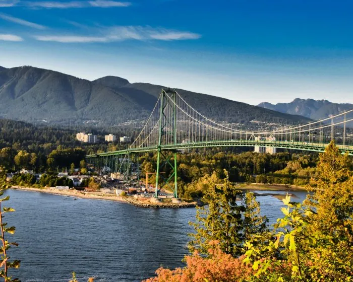 View of the Lions Gate Bridge in Vancouver, Canada - a perfect spot for locals considering reliable garbage bin rental in Vancouver for their waste disposal needs